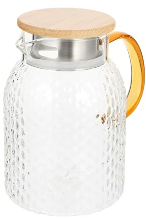 Toyvian Pichet à Eau en Verre Martelé de Grosse Capacité, Résistant à L'usure avec Couvercle Étanche, Cuisine Service à Domicile