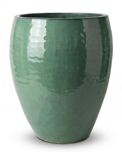 Provencelia Poseidon Keramik Pflanzkübel Ø 46 x H 55 cm Jade — Pflanzgefäß groß frostbeständig handgefertigt glasierte Terrakotta Übertopf Garten Terrasse Balkon