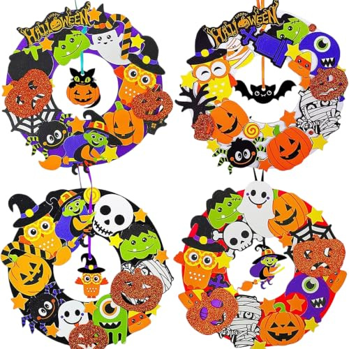 RUQVKWLA Halloween Crafts Kit: Craft Spooky Halloween Deko & Crafts | Foam Halloween wreath craft kit. Spooky designs for DIY wall & door decor. Perfect for a festive, eerie home atmosphere.