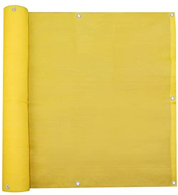 jarolift Brise Vue, Toile De Balcon Basic, Pare-Vue Protection Contre Le Vent Protection Solaire Revêtement De Balcon, Respirant, 300 x 90cm, (16 Oeillets) Jaune