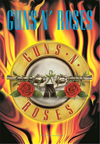 Heart Rock Bandiera Originale Guns N’ Roses Circle Flames, Tessuto, Multicolore, 110x75x0.1 cm