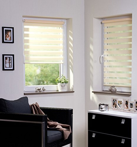 Seitenzugrollo DUO,Klemmfix Duorollo,transparent / blickdicht Rollos für Fenster - von 38x150 bis 110x150 (95x150)