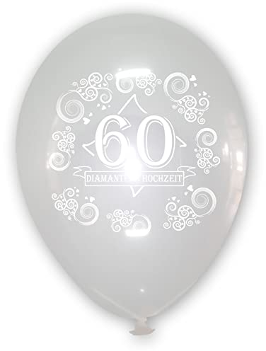 10 transparente Luftballons 60 Jahre Diamanthochzeit, ca. 30 cm