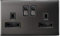 Double Wall Socket Switched Black Nickel 2 Gang Screwless 13a Double Pole N410GME