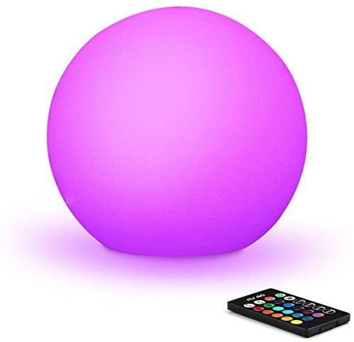 Mr.Go 12 Wasserdicht Außen Kugelleuchte LED Kugellampe mit Fernbedienung, RGB Farbwechsel Leuchtkugel Garten Kugel, 16 RGB Farben, Dimmbar Nachtlicht für Zuhause und Dekorieren