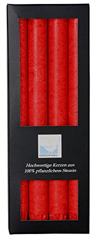 Stearin-Stabkerzen, 4 Stück rot Ø 2,2 x H 25 cm, 370 g