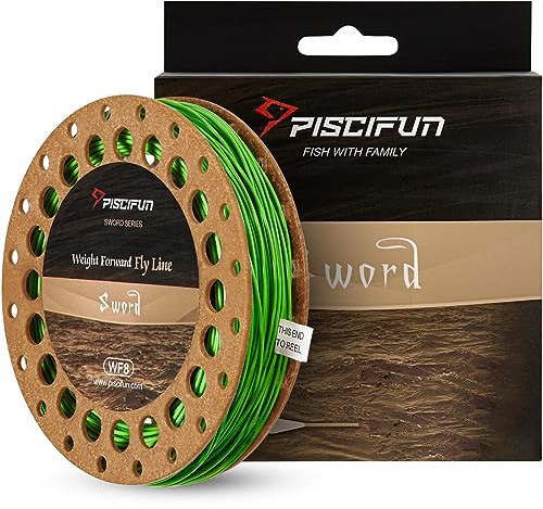 Piscifun Schwert Gewicht Vorwärts Floating Fly Angelschnur mit verschweißten Loop WF3 4 5 6 7 8 WT 90 100 FT, Fruit Green
