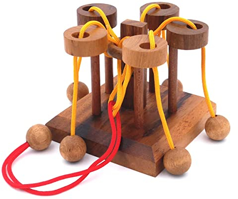ROMBOL Karussell-Puzzle, Seil-Puzzle mit Pfiff, Geduldspiel aus Holz