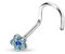 beyoutifulthings Nasen-Piercing KRISTALL Blume Nasen-Ring Nasen-Stecker Spirale Chirurgenstahl Silber Aqua Stab 1/8mm Stein 4mm