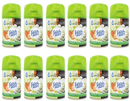 Fresh & More Lufterfrischer Nachfüller (12er Pack) Weiße Rose - Plumeria & Erdbeere, 250ml