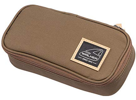 Walker 49362-187 - Federmappe mit Innenklappe, 20 Stiftschlaufen, Reißverschluss, Capital Icon und Cult Olive Coated, Schreibtisch-Organizer für Schreibwaren, Zeichen- und Büromaterialien
