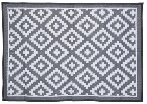 CHARLES BENTLEY Diamond Lightweight 100% Weatherproof Indoor/Outdoor Flatweave Plastic UV Resistant Garden Recycled Material Easy Clean Medium Rug Grey Outdoor For Balcony Beach BBQ (120x170cm)