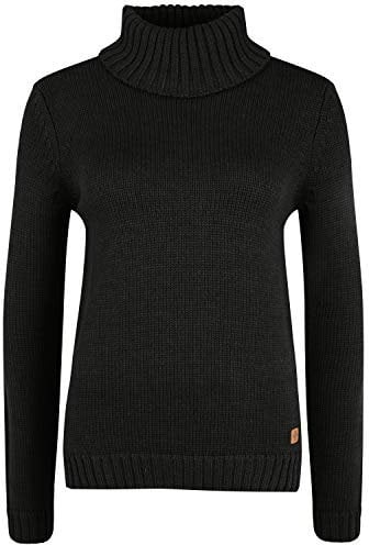 OXMO OXPIA Damen Rollkragenpullover Pullover mit Rollkragen Reißverschluss Baumwollmischung Regular fit, Größe:L, Farbe:Black (799000)