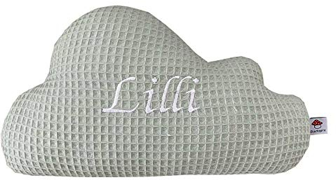 Glückspilz Dekokissen Kuschelkissen I Wolke I Kissen mit Namen personalisiert I (Mint Waffelpique)