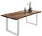 SAM Esszimmertisch 180 x 90 cm Mephisto, Baumkantentisch naturfarben, Akazienholz massiv, U-Gestell aus Metall weiß