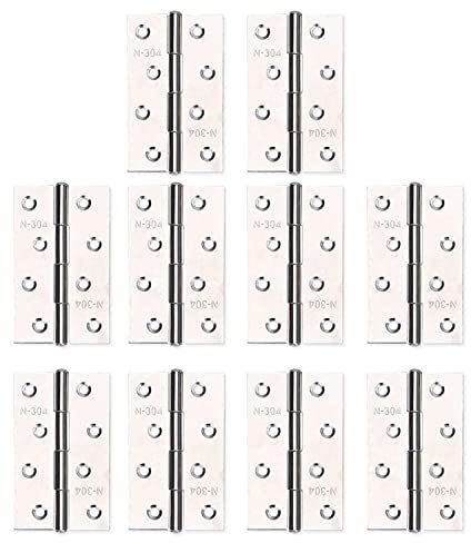 10 Pcs Door Hinges 3.5 Inch(88mm) Folding Butt Hinges with Screws 304 Stainless Steel Ideal for Internal External Doors