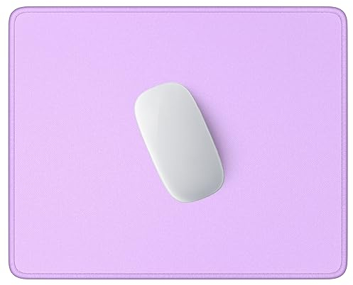 Hsurbtra Mouse Pad, Premium-Textured Square Mousepad 26 x 21 cm, Stitched Edge Anti-Slip Waterproof Rubber Mouse Mat, Pretty Cute Mouse Pad for Office Gaming Laptop Women Kids Vanilla Purple