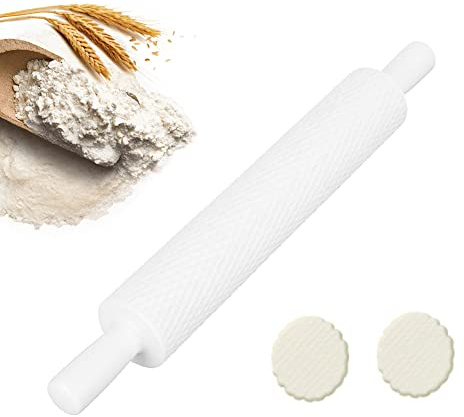 Tissting Rouleau à Pâtisserie en Relief Motif de Fleur Broche d'Impression Biscuits au Sucre Rouleau à Gâteau Outil de Cuisson Décoratif en Option(B)