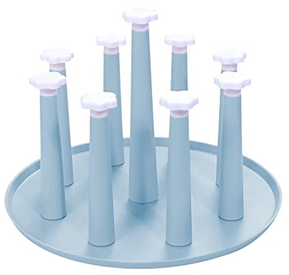 Bncxdc Glass Cup Drying Holder, Water Mug Drainer Stand, Straw Bottle Drying Organizer Holder Tree, Draining Drying Organizer Storage Rack, Home Kitchen Supplies Utensil - 9 Cups Stand, Blue