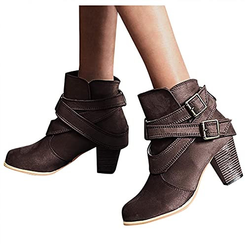 halbstiefel Damen elegant, halbstiefel Damen Leder, Damen Stiefeletten Ankle Boots Wildleder Stiefel mit Fransen , Frauen Winterstiefel Bequem Elegant Westernstiefel Herbst Winter Damenschuhe