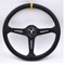 Sport Lenkrad,SportlenkräDer 380mm / 15 Zoll Racing Auto Echtes Leder Drifting Lenkrad (Color : Black)