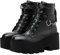 Etebella Damen Blockabsatz Plateau Stiefeletten Goth High Heels Ankle Boots zum Schnüren Punk Kette Schuhe(Schwarz,42)