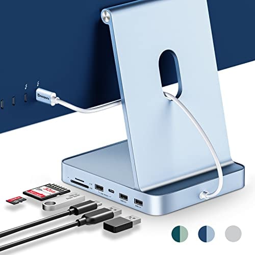 Minisopuru USB C Hub für iMac 24 Zoll 2021/2023/2024, iMac Zubehör unterstützt M.2 NVMe SSD, iMac USB Hub für iMac M1/M3/M4, iMac USB Adapter mit 10 Gbit/s, SD/TF, M.2 SSD (Nicht enthalten), Blau