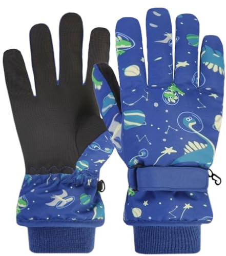 Azarxis Kinder Skihandschuhe Reißfeste und Winddichte Handschuhe Kalt Wetter Fahrradhandschuhe Winterhandschuhe atmungsaktiv für Jungen und Mädchen (X - Dunkelblau, S (4-6 Jahre alt))