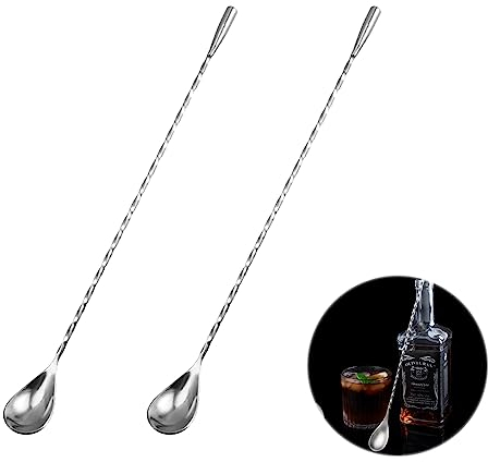 Cuchara Mezcladora de Acero Inoxidable, Agitadores de Cócteles de Acero Inoxidable, Agitadores de Cócteles, Cuchara de Cóctel, Agitadores de Bebidas de Café, para Bares, Cafés, Bodas, Cumpleaños, 30cm