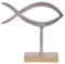 Brandsseller Deko-Aufsteller Fisch ca. 18 x 16,5 x 5 cm auf Mangoholz-Sockel/Aluminium-Holz