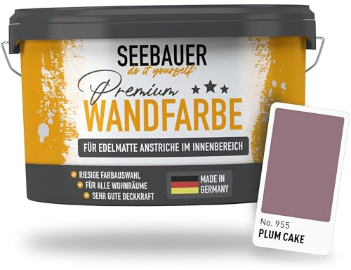 SEEBAUER diy Peinture murale violet pour intérieur (No. 955 Plum Cake 10,0 Litre) Tons violet haute opacité