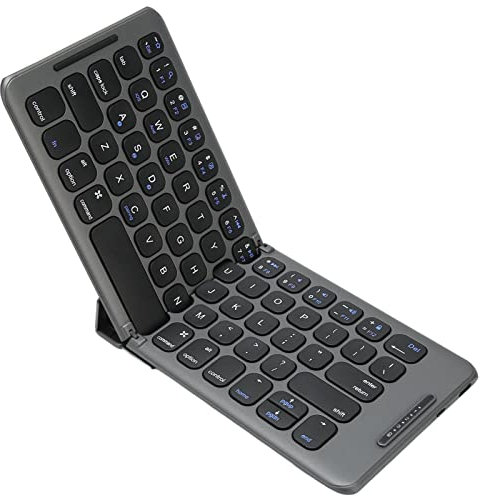 Foldable Bluetooth Keyboard, 65 Keys Portable Wireless External Keyboard, USB C Rechargeable Pocket Size Folding Keyboard for Laptop Tablet