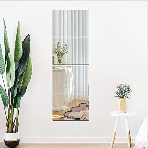 MCLEULLA 40x30cm 4pcs Full Length Wall Mirrors, Floor Mirrors for Walls Acrylic Plexiglass Body Mirror Wall-Mounted Frameless Wardrobe Door Large Long Mirror Home Workout Gym Dorm Tile