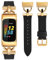 Wearlizer Lederarmband kompatibel mit Fitbit Charge 6/Charge 5 Armbänder für Damen, Dressy Slim Lederband Armband mit D-Shape Metallschnalle Ersatzarmband für Charge 6/Charge 5