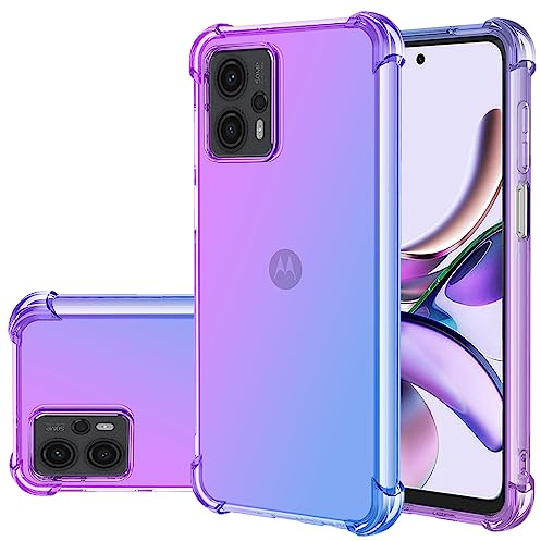 Gufuwo Case for Motorola G23 Case, Moto G13 Cute Case Girls Women, Gradient Slim Anti Scratch Soft TPU Phone Cover Shockproof Protective Case for Motorola Moto G23 (Purple/Blue)