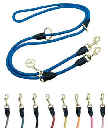 Hundeleine 3m VELVETIER® verstellbar für große & mittelgroße Hunde | Paracord Führleine | Nylon Doppelleine mit 2 Karabiner (Royal (Blau), 3 m x 1.1cm)