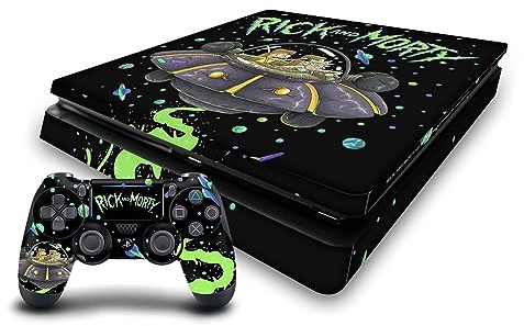 Head Case Designs Offizielle Rick and Morty Der Space Cruiser Grafiken Vinyl Haut Gaming Aufkleber Abziehbild Abdeckung kompatibel mit Sony Playstation 4 PS4 Slim Console and DualShock 4 Controller