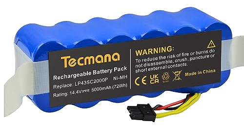 Tecmana 14,4V 5000mAh Ersatzakku LP43SC2000P für Ecovacs Deebot CR120, KK-8, X-500, X500 für Profimaster Robot 2712 für Ariete Briciola 2711, 2712, 2713, 2717