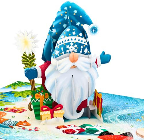 Three Dee Cards - Weihnachtswichtel 3D Pop-Up Weihnachtskarte, Geldgeschenk für Tochter, Sohn, Ehemann, Ehefrau, Bruder, Schwester, Mama, Papa, Familie, Weihnachtsgrußkart
