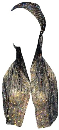 BaronHong Netz-Kopfwickel, Glitzer-Strass-Haarbänder, elastischer Kristall-Turban, Nachtclub, Rave-Party, Schal, glitzernder Schmuck (schwarz-regenbogen, M)