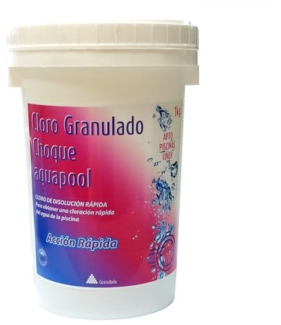 Cloro Granulado Mini Piscinas disolución rápida Aquapool (Choque granulado) 1 kg - Apto para POLIÉSTER/Liner