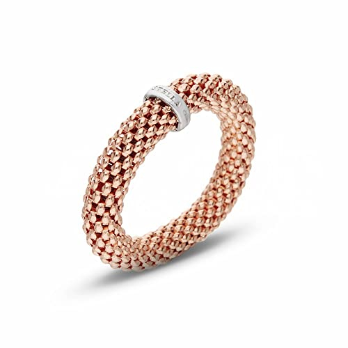 Ring aus 18 Karat Weißgold und Roségold, elastisch, für Damen, Ohne Steine