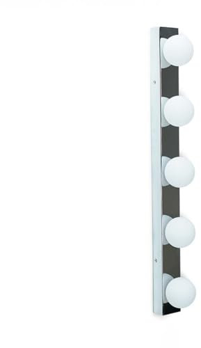 Silver Chrome Hollywood Make Up Dressing Table Vanity Light IP44 Wall Light Fitting Glass Globe Lamp Shade + LED Bulbs
