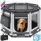 LOVPET® Welpenlaufstall drinnen draußen Welpenauslauf Hunde-Käfig Oxford-Gewebe Tier-Laufstall Kleintier Katzen Freigehege Rahmen PVC-Rohr mit Tasche, 3x Kauknochen & 10 Pad, L 112x112x62cm, Anthrazit