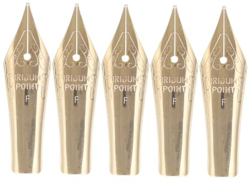 5Pcs Golden Fountain Pen Nib Replacement, Smooth Writing Metal Nibs for Calligraphy, Daily Writing, and Signing, 0.5Mm, Compact and Easy-to-Install Pen Accessories