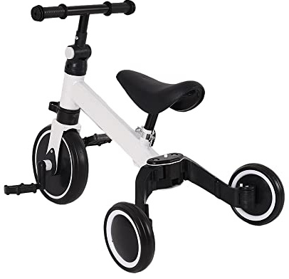 Kedia Kleinkind-Dreirad, Laufrad mit Abnehmbare Pedale, Höhenverstellbarer Sitz, Laufräder Kinderfahrrad Laufrad für Kinder (Weiß-ohne Schubstange)