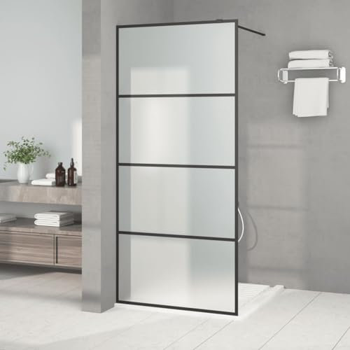 Homgoday Porte de douche Cabine de douche en verre ESG dépoli Noir 90 x 195 cm