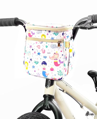 ANZOME Fahrradkorb vorne für Kinder Lenkertasche mit wasserdichter Abdeckung, Kinderfahrrad Lenkerkorb für Mädchen Fahrrad Zubehör passend für die meisten Kinderfahrräder, Laufrad, Dreirad, Rollar