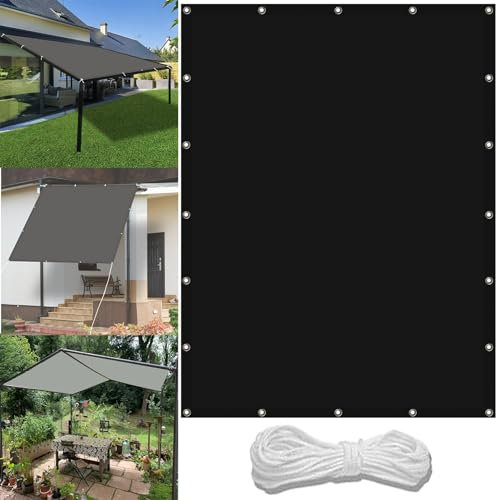 Imperméable Bache Ombrages 1 x 5 m UV Protection avec Oeillets Tissu Polyester Multi Couleur et Taille Voile d'ombrage La Couverture VéGéTale Serre Pergola, Noir