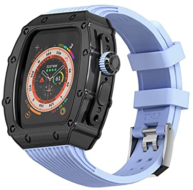 ILAZI Estuche de metal para reloj de silicona, para Apple Watch Ultra 8 de 49 mm, funda de metal y correa de silicona, para iWatch Ultra de 49 mm, For 49mm, Agate